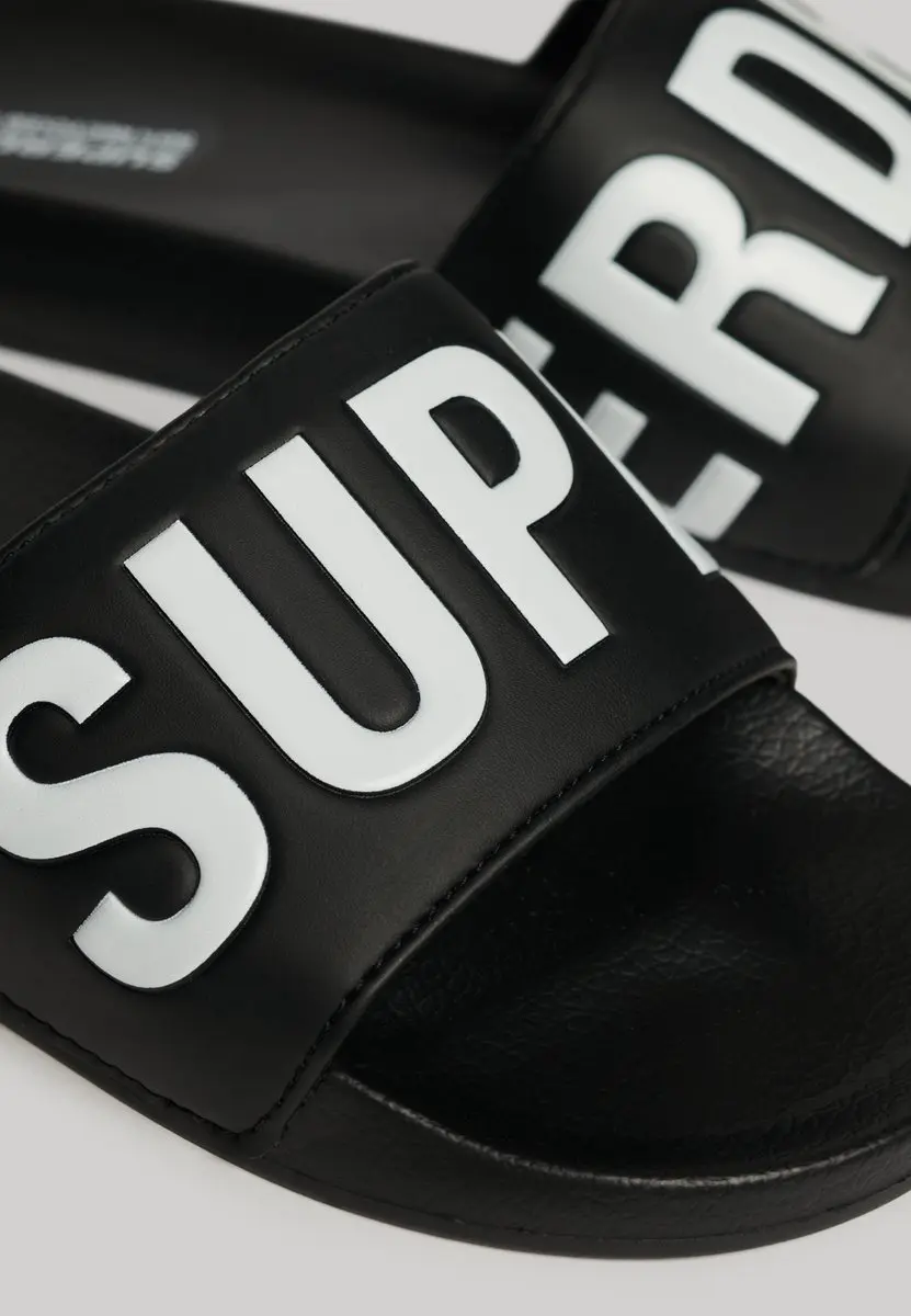 Superdry Vegan Core Badslippers Dames - Zwart/Wit - afbeelding 4 van 6