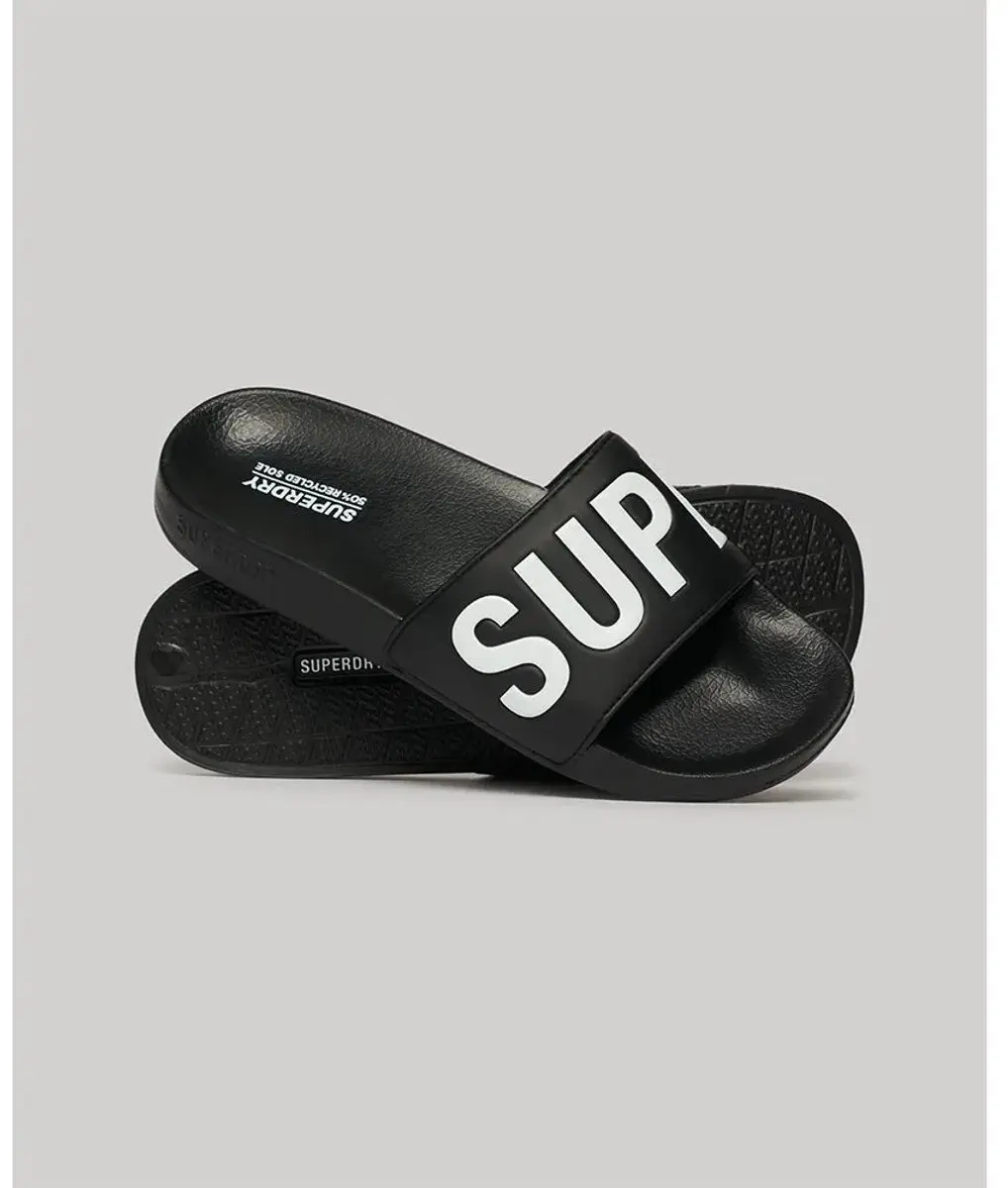 Superdry Vegan Core Badslippers Dames - Zwart/Wit - afbeelding 3 van 6