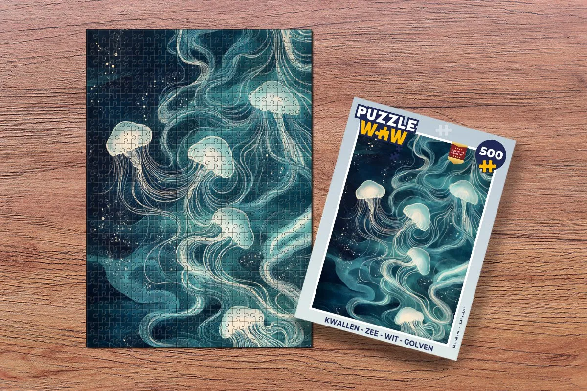 PuzzleWow Kwallen Zee Legpuzzel 500 Stuks - Wit