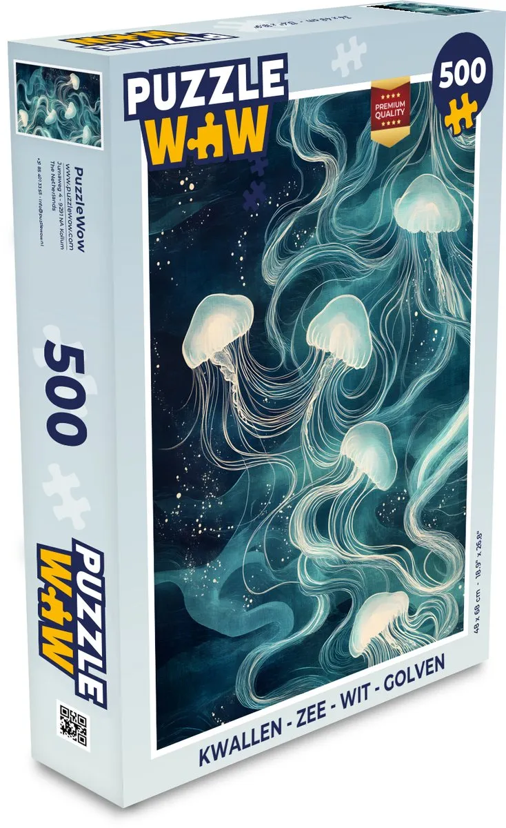 PuzzleWow Kwallen Zee Legpuzzel 500 Stuks - Wit