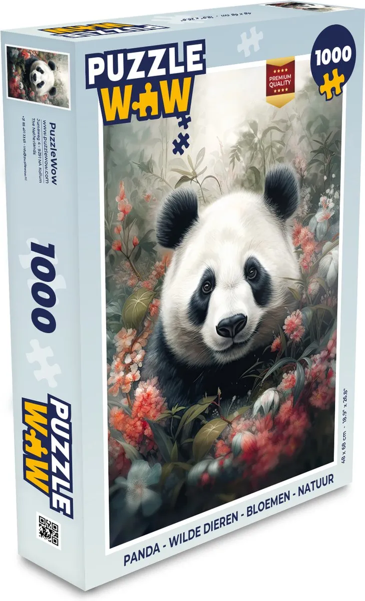 PuzzleWow Legpuzzel 1000 Stuks - Wilde Dieren Bloemen Natuur - Multicolor