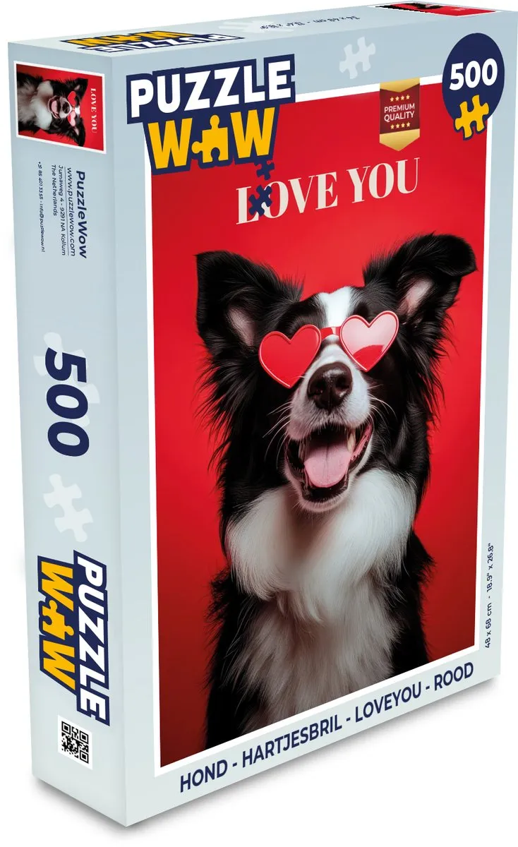 PuzzleWow Hond Loveyou Legpuzzel 500 Stuks - Rood
