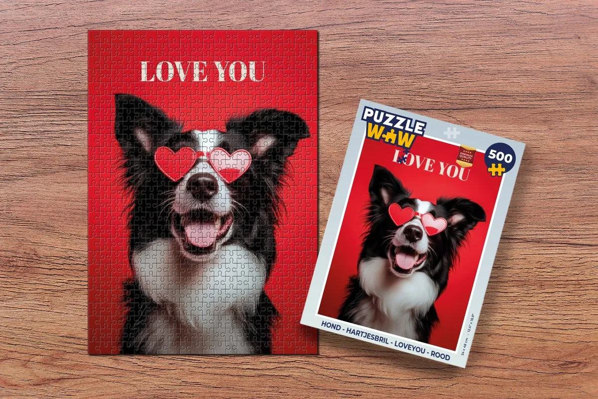 PuzzleWow Hond Loveyou Legpuzzel 500 Stuks - Rood