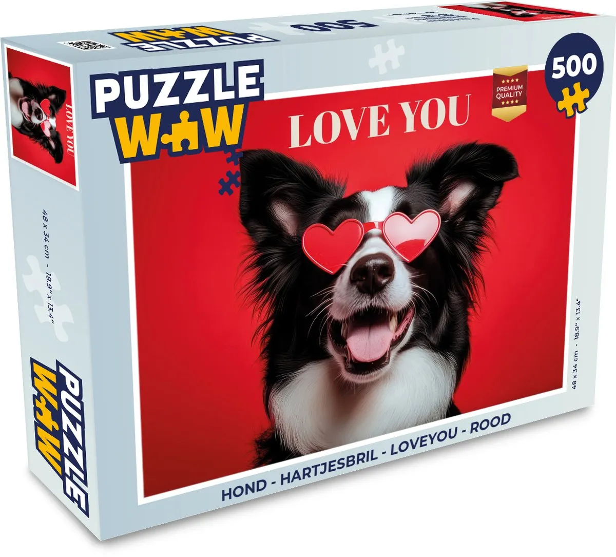 PuzzleWow Hond Loveyou Legpuzzel 500 Stuks - Rood