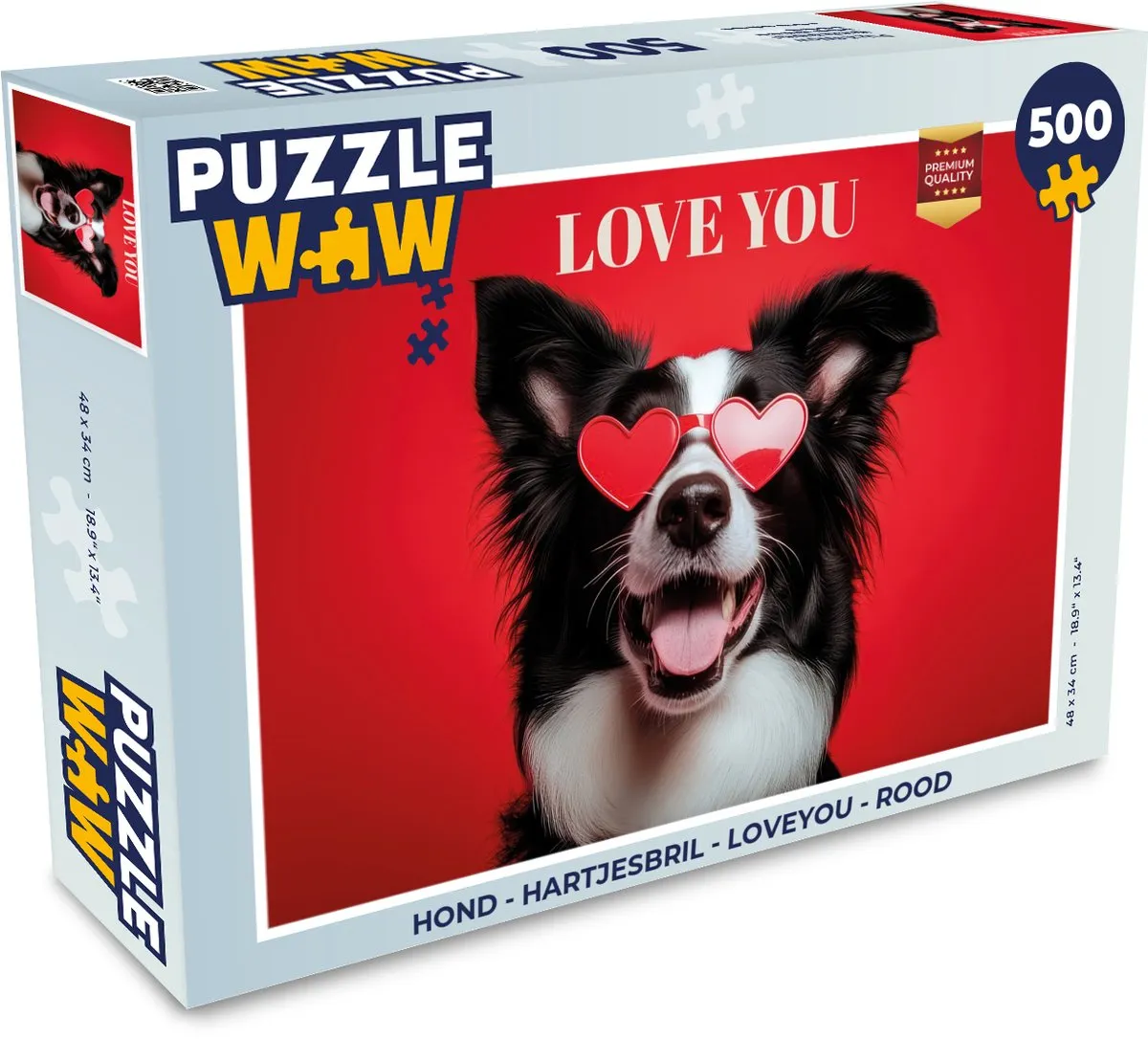 PuzzleWow Hond Loveyou Legpuzzel 500 Stuks - Rood