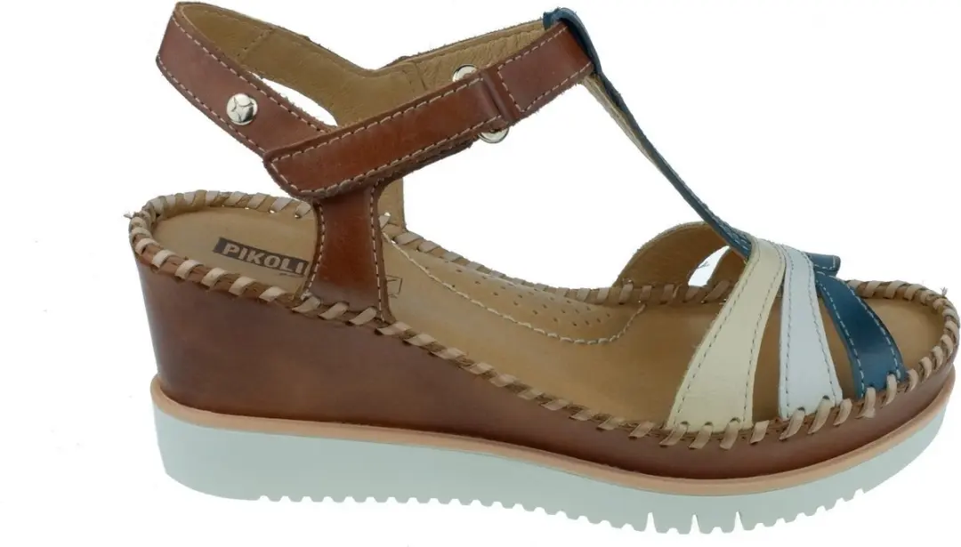 Pikolinos Sandaal Aguadulce W3Z-1776C1 Cognac Blauw Combi