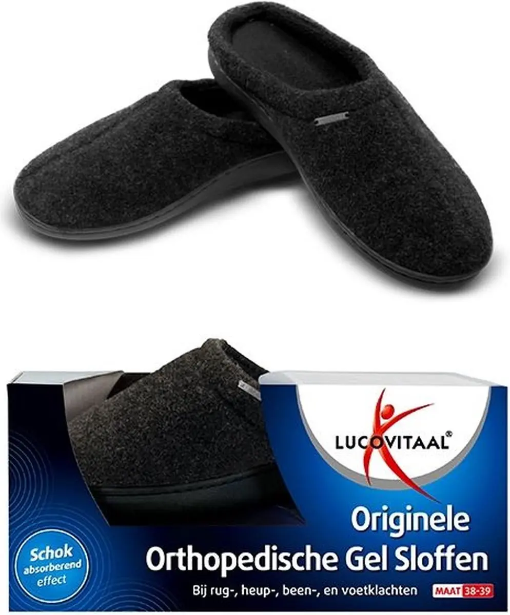 Lucovitaal Orthopedische Gel Sloffen - 39/40 Zwart