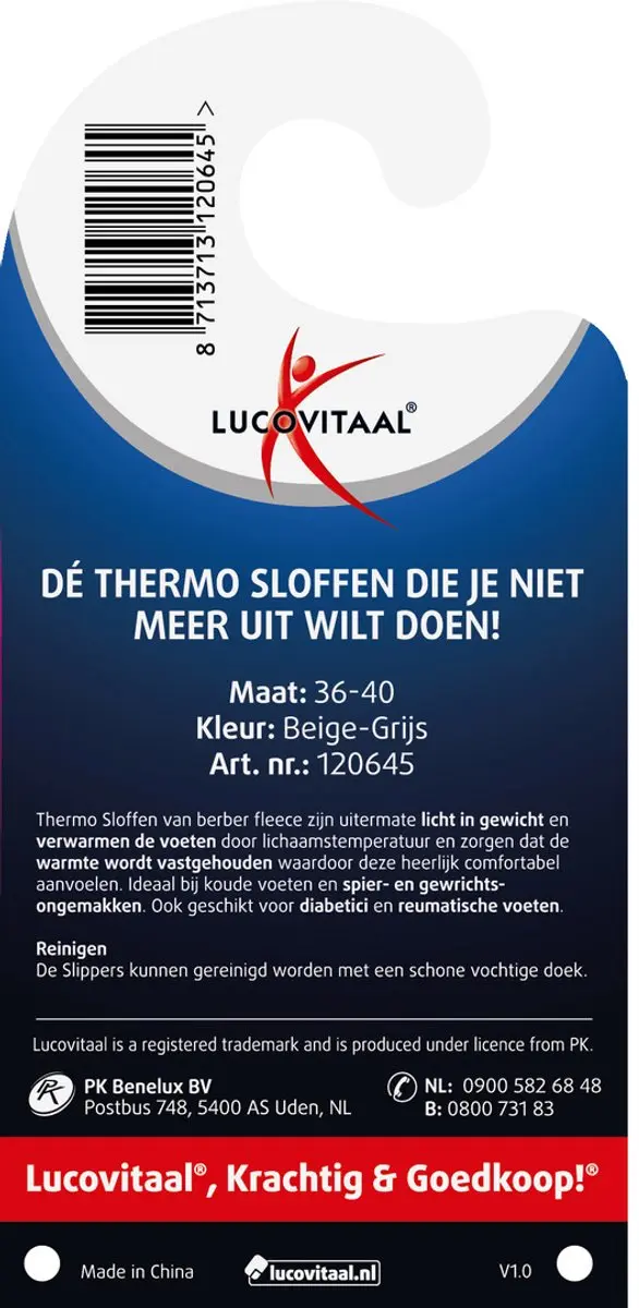 Lucovitaal Thermo Berber Slof 36-40 - Anthracite