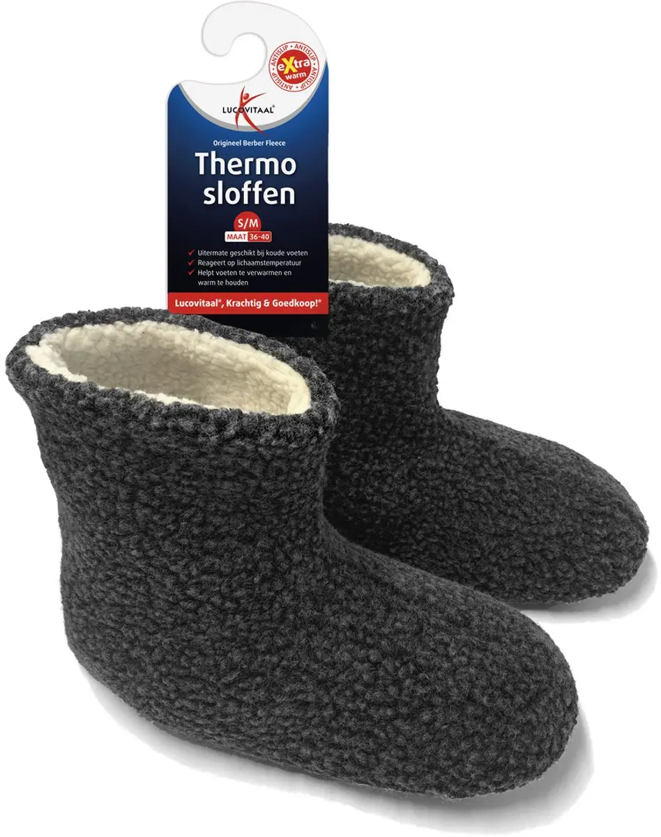 Lucovitaal Thermo Berber Slof 36-40 - Anthracite