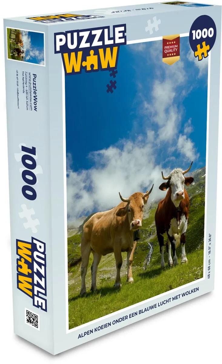 PuzzleWow Legpuzzel Koeien Zon Landschap 1000 Stuks - Multicolor