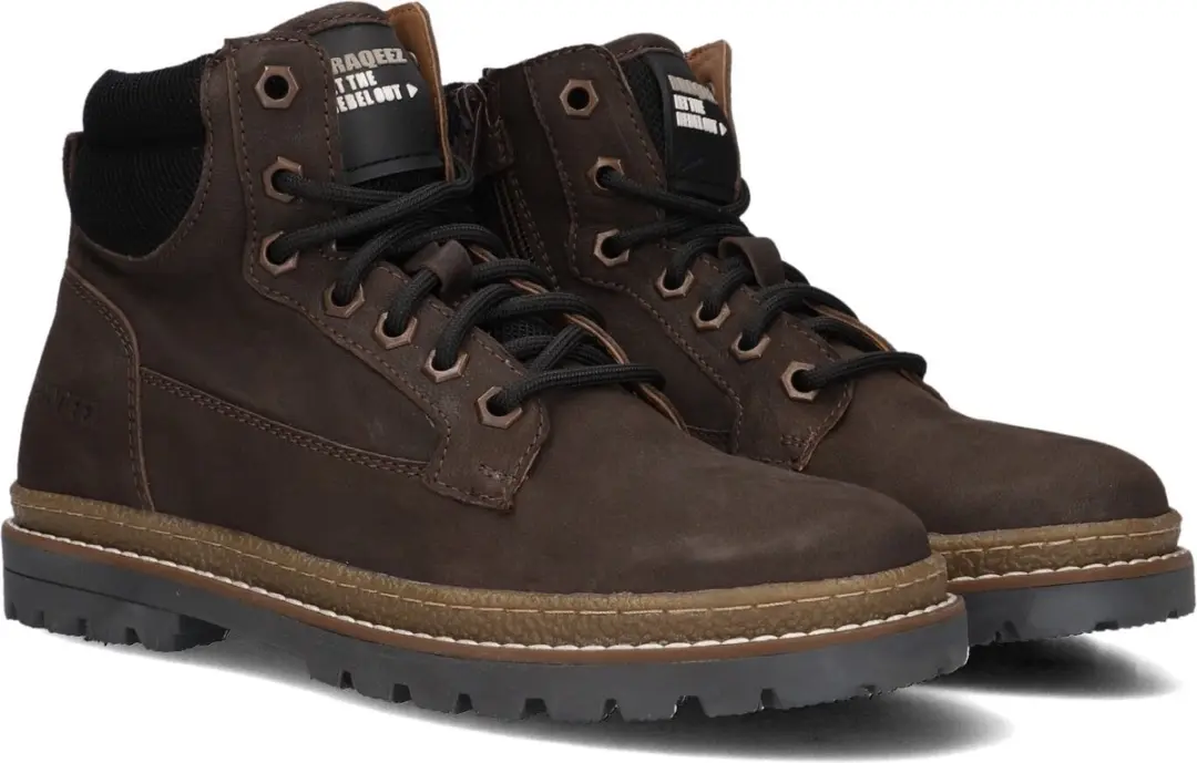 Braqeez Jongens Veterboots 425920-517 - Bruin - Leer