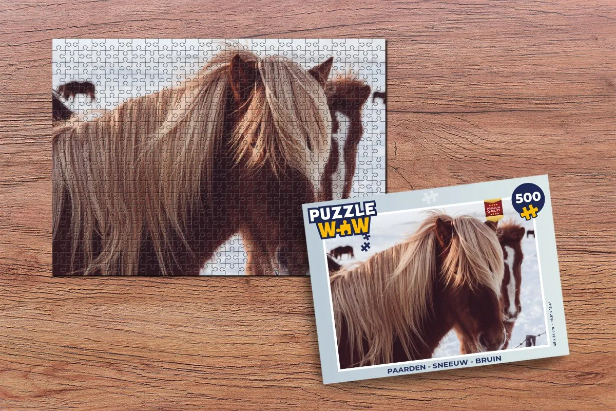 PuzzleWow Paarden Sneeuw Legpuzzel 500 Stuks - Multicolor