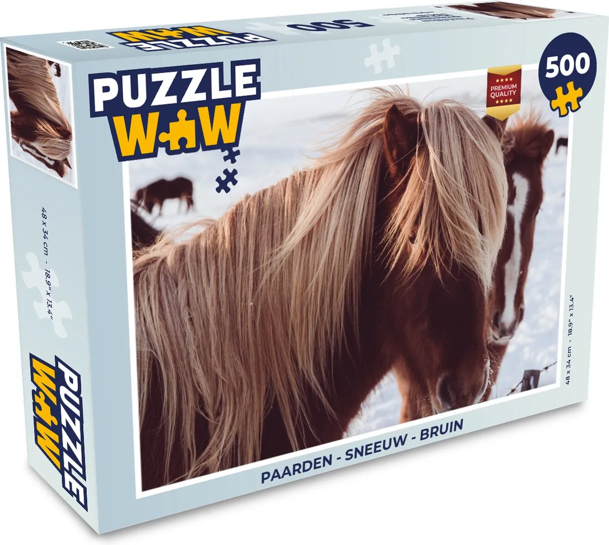 PuzzleWow Paarden Sneeuw Legpuzzel 500 Stuks