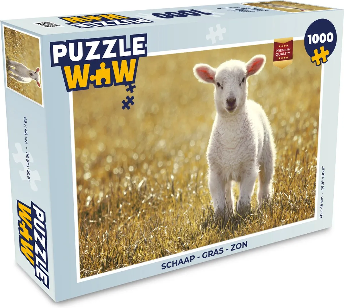 PuzzleWow Legpuzzel Schaap - Gras - Zon 1000 Stuks - Multicolor