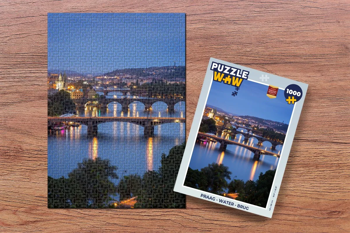 PuzzleWow Praag Water Brug Legpuzzel 1000 Stuks - Multicolor