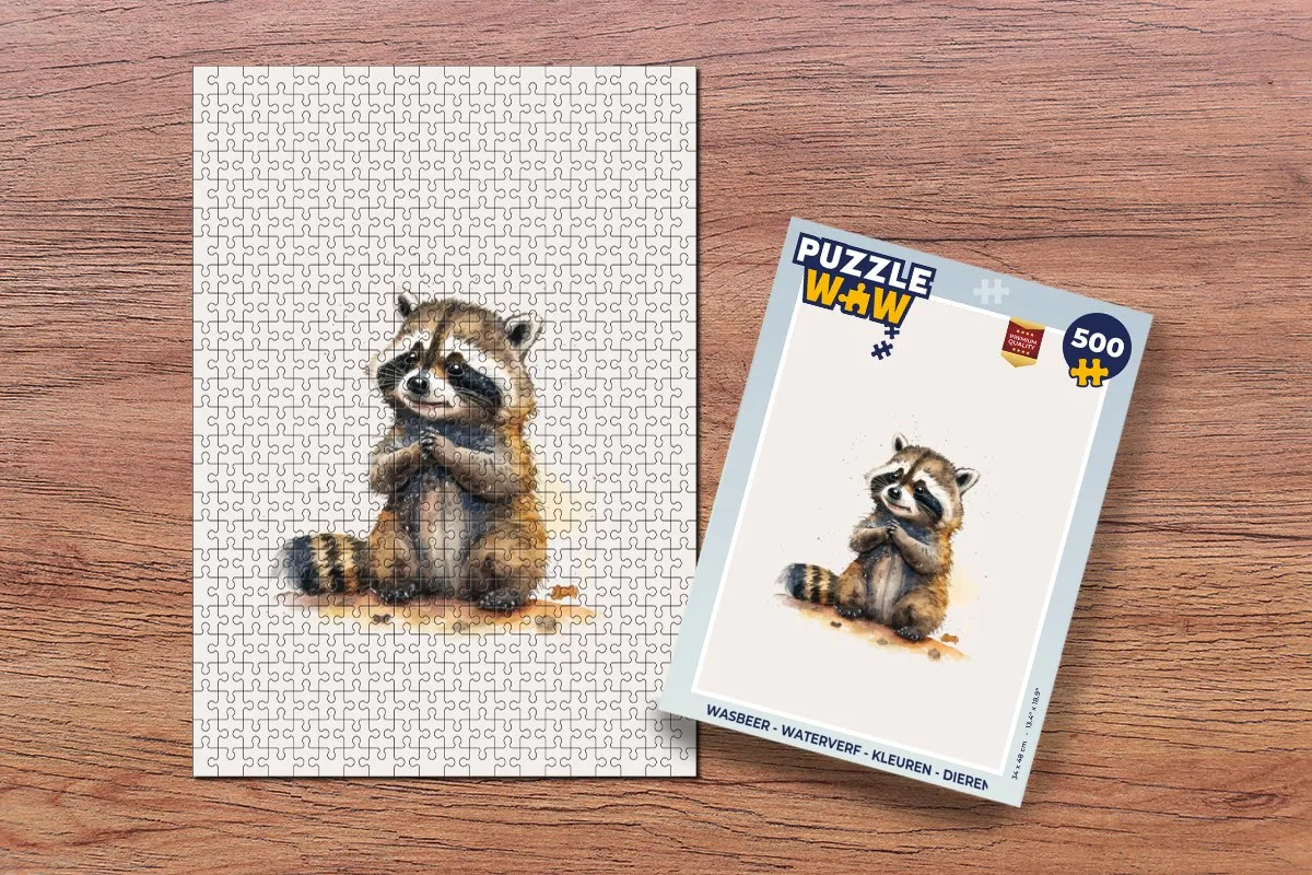 PuzzleWow Wasbeer Legpuzzel 500 Stuks - Multicolor