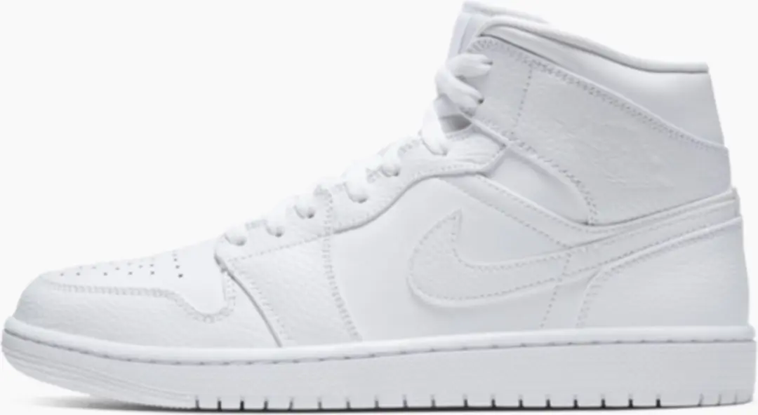 Nike Air Jordan 1 Mid, Triple White, Wit, 554724 130, EUR 41