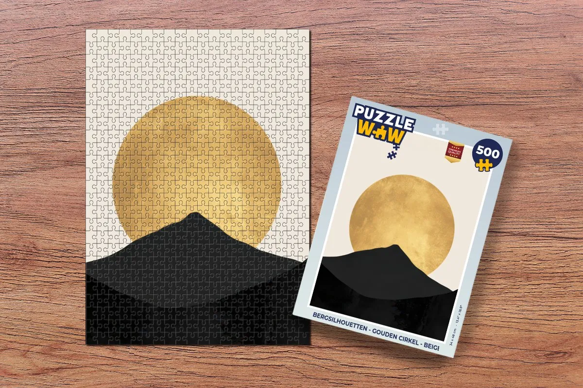 PuzzleWow Bergsilhouetten Legpuzzel 500 Stuks - Gouden Cirkel