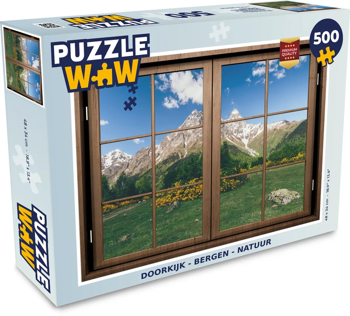 PuzzleWow Doorkijk Berg Natuur Legpuzzel 500 Stuks - Multicolor