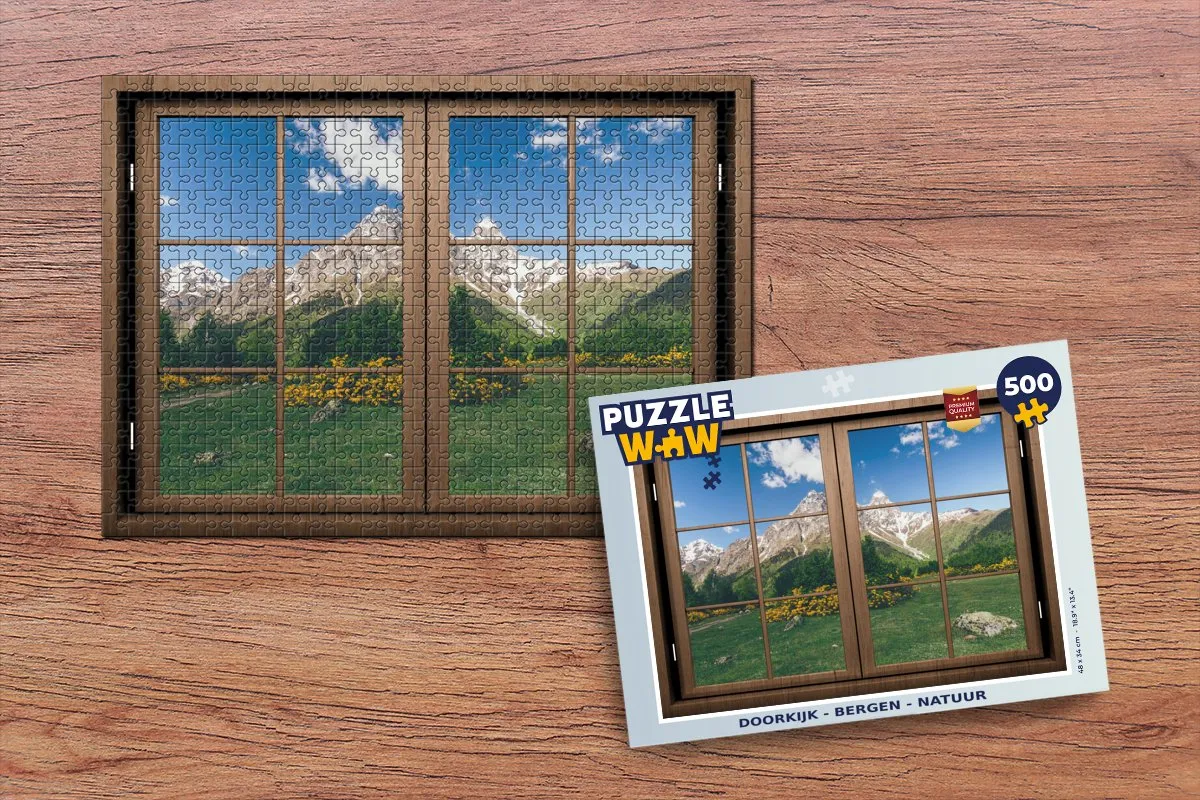 PuzzleWow Doorkijk Berg Natuur Legpuzzel 500 Stuks - Multicolor