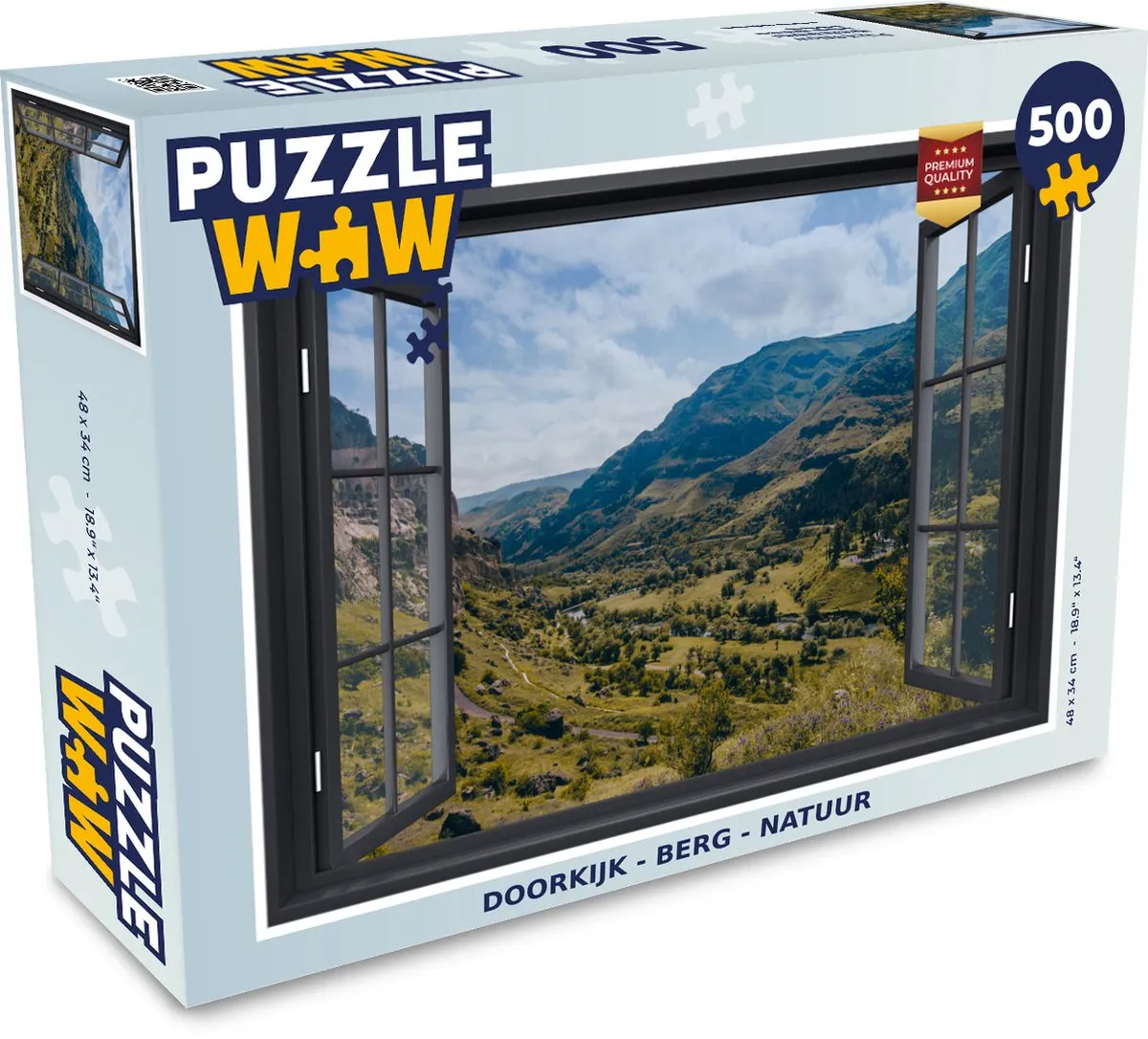 PuzzleWow Doorkijk Berg Natuur Legpuzzel 500 Stuks - Multicolor