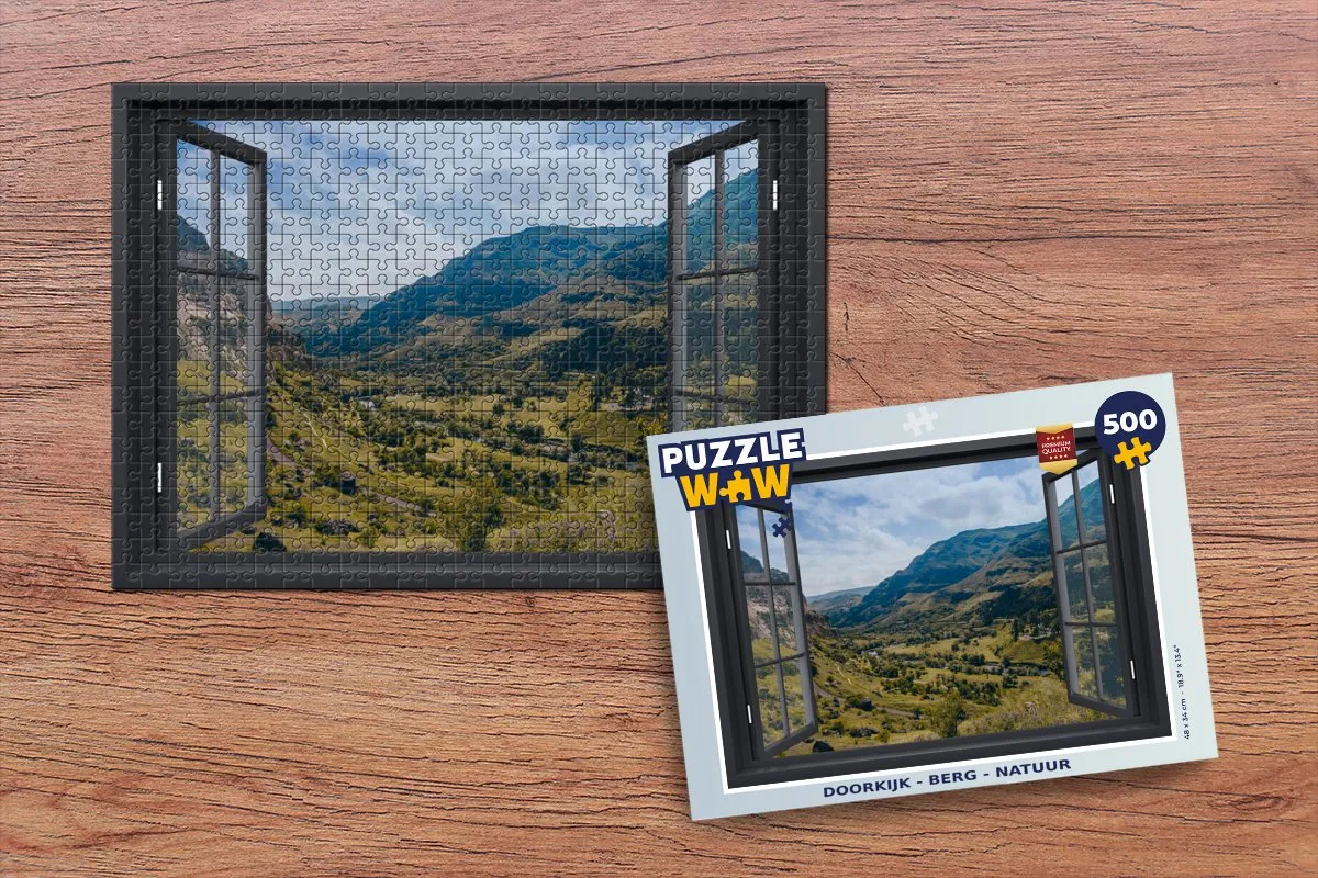 PuzzleWow Doorkijk Berg Natuur Legpuzzel 500 Stuks - Multicolor