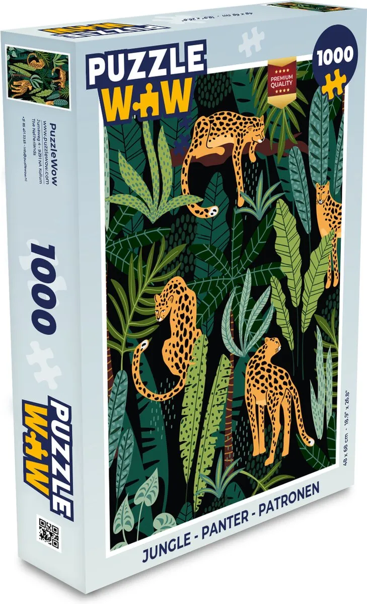 PuzzleWow Jungle Panter Legpuzzel 1000 Stuks - Multicolor