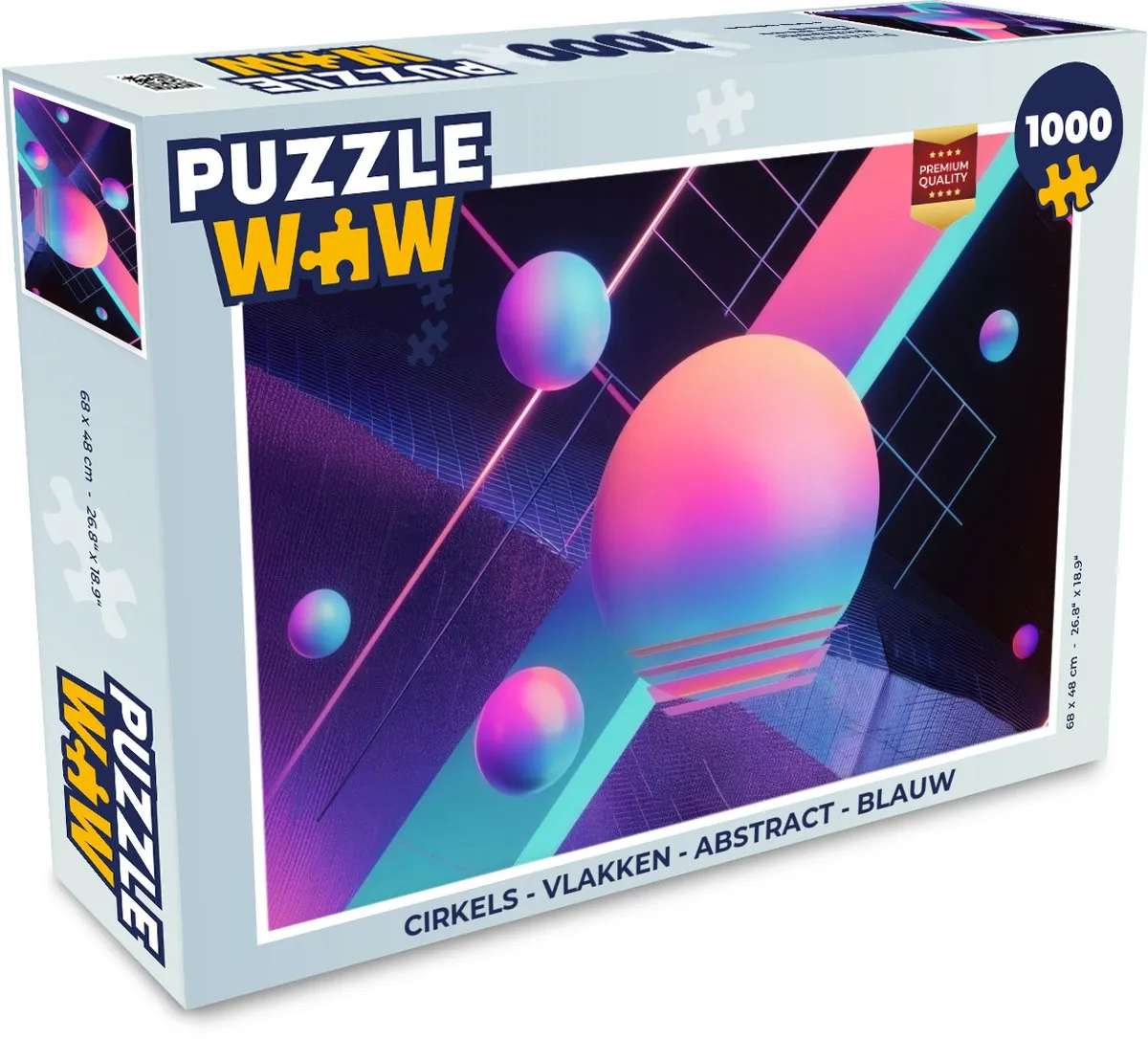 PuzzleWow Cirkels Neon Legpuzzel 1000 Stuks - Blauw