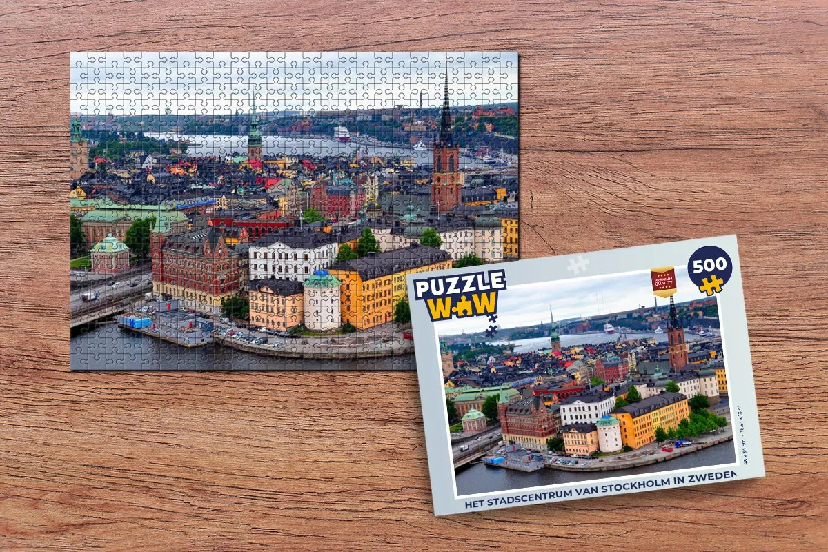 PuzzleWow Het stadscentrum van Stockholm Legpuzzel 500 Stuks - Multicolor