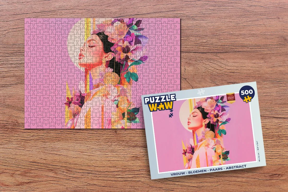 PuzzleWow Bloemen Abstract Legpuzzel 500 Stuks - Paars