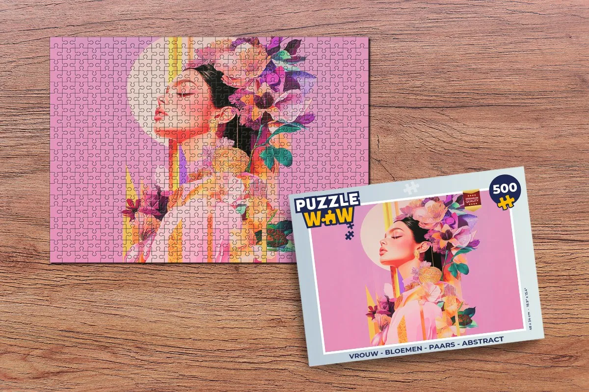 PuzzleWow Bloemen Abstract Legpuzzel 500 Stuks - Paars