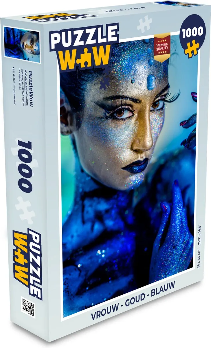 PuzzleWow Legpuzzel 1000 Stuks - Goud/Blauw Multicolor