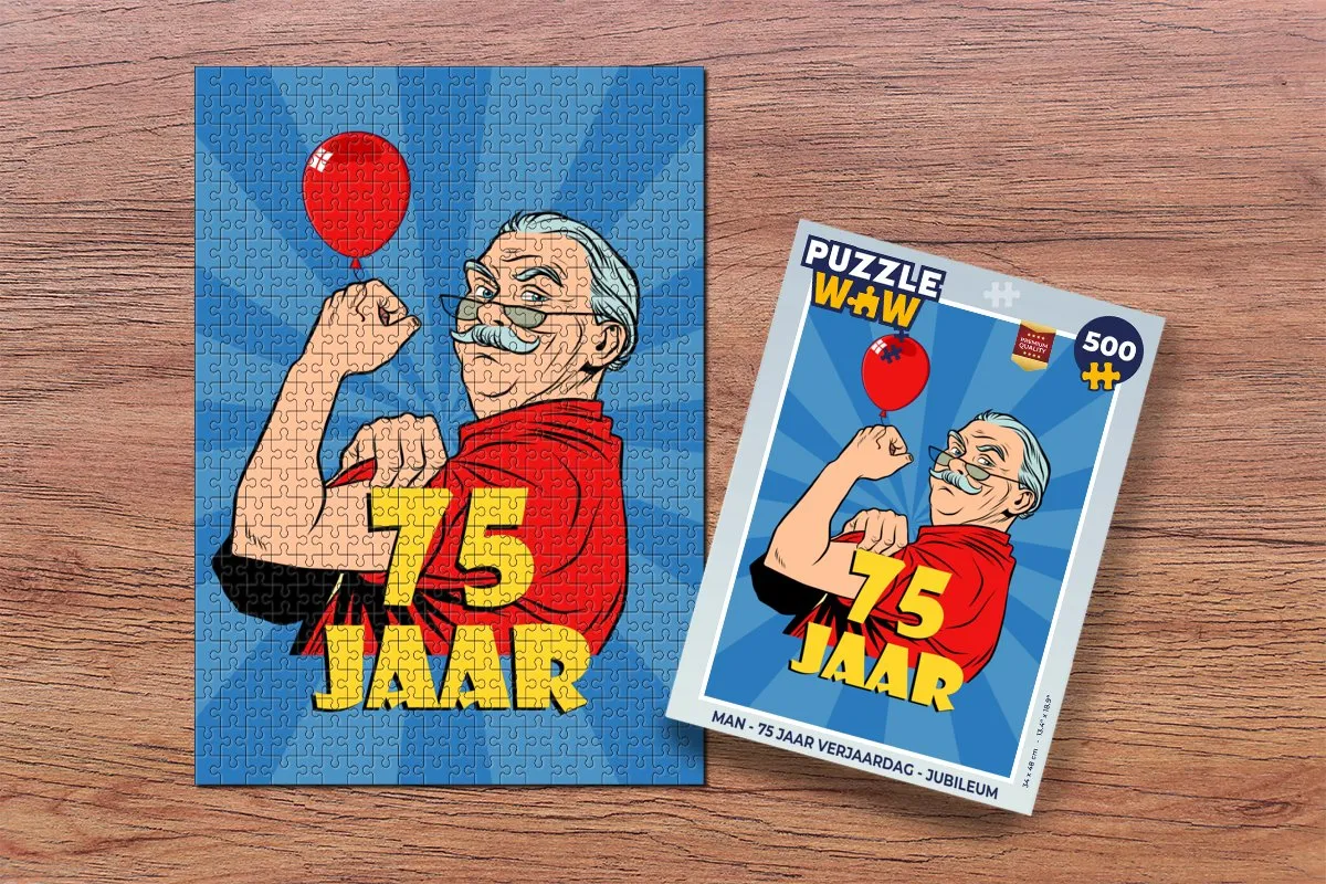 PuzzleWow 75 Jaar Jubileum Legpuzzel 500 Stuks - Multicolor