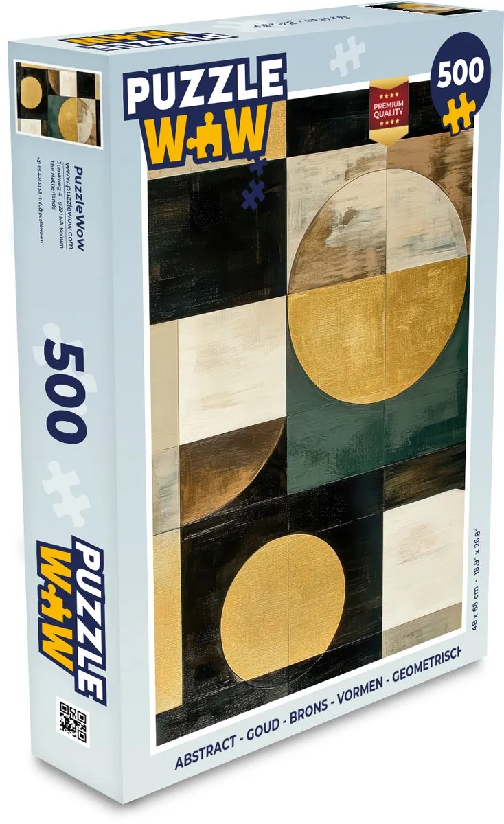 PuzzleWow Abstract Geometrische Legpuzzel 500 Stuks - Goud/Zwart
