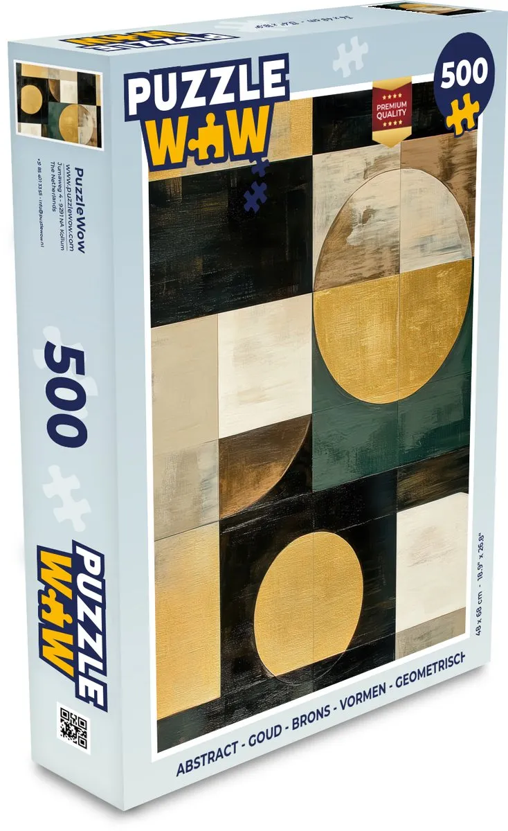 PuzzleWow Abstract Geometrische Legpuzzel 500 Stuks - Goud/Zwart