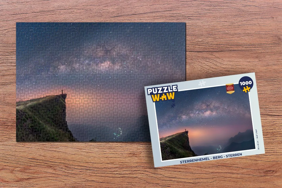 PuzzleWow Sterrenhemel Berg Legpuzzel 1000 Stuks - Multicolor