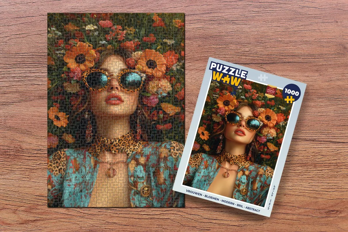 PuzzleWow Legpuzzel 1000 Stuks - Bloemen & Abstract - Vrouw/Weidebloemen/Multi