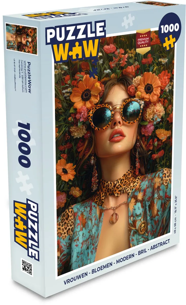 PuzzleWow Legpuzzel 1000 Stuks - Bloemen & Abstract - Vrouw/Weidebloemen/Multi