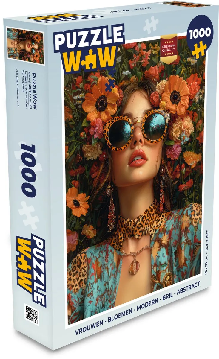 PuzzleWow Legpuzzel 1000 Stuks - Bloemen & Abstract - Vrouw/Weidebloemen/Multi