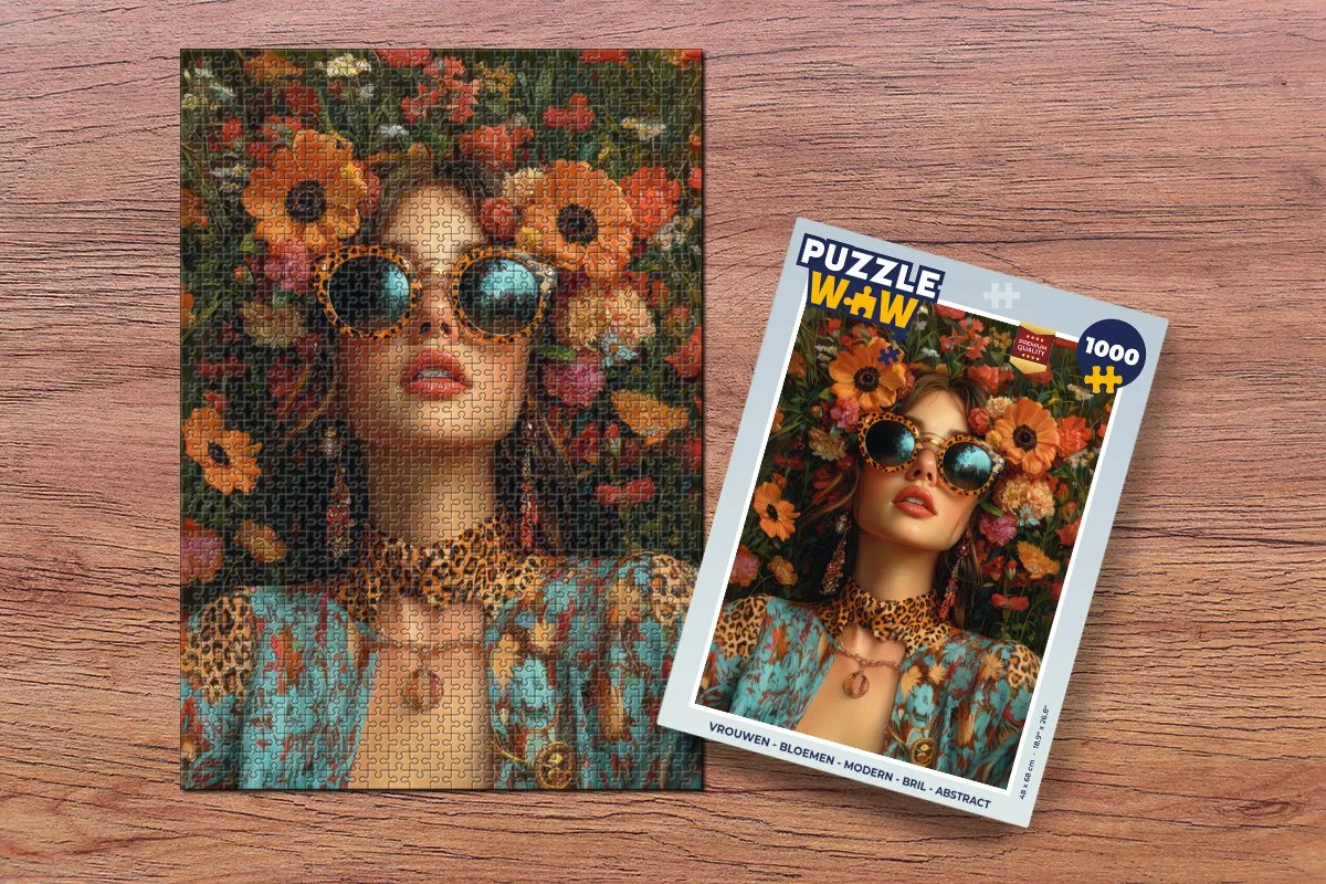 PuzzleWow Legpuzzel 1000 Stuks - Bloemen & Abstract - Vrouw/Weidebloemen/Multi