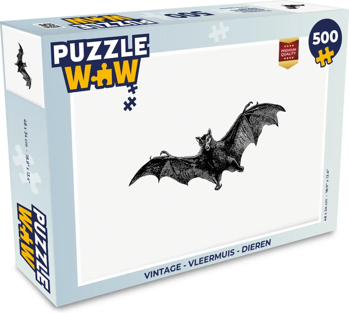 PuzzleWow Vintage Vleermuis Legpuzzel 500 Stuks - Multicolor
