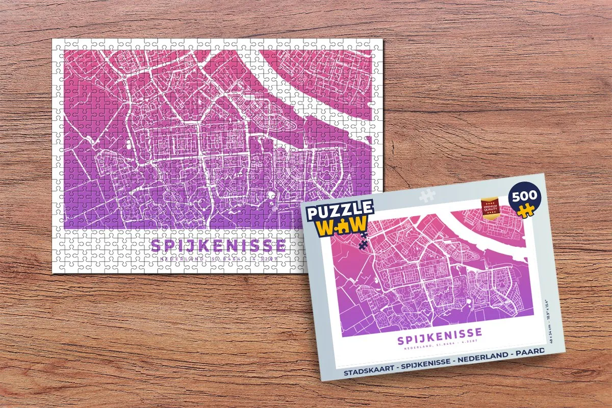 PuzzleWow Stadskaart Spijkenisse Legpuzzel 500 Stuks - Multicolor