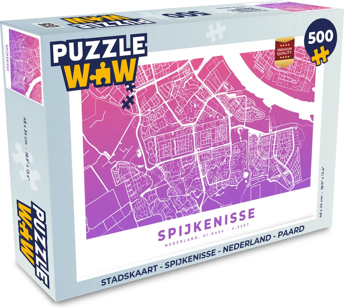 PuzzleWow Stadskaart Spijkenisse Legpuzzel 500 Stuks