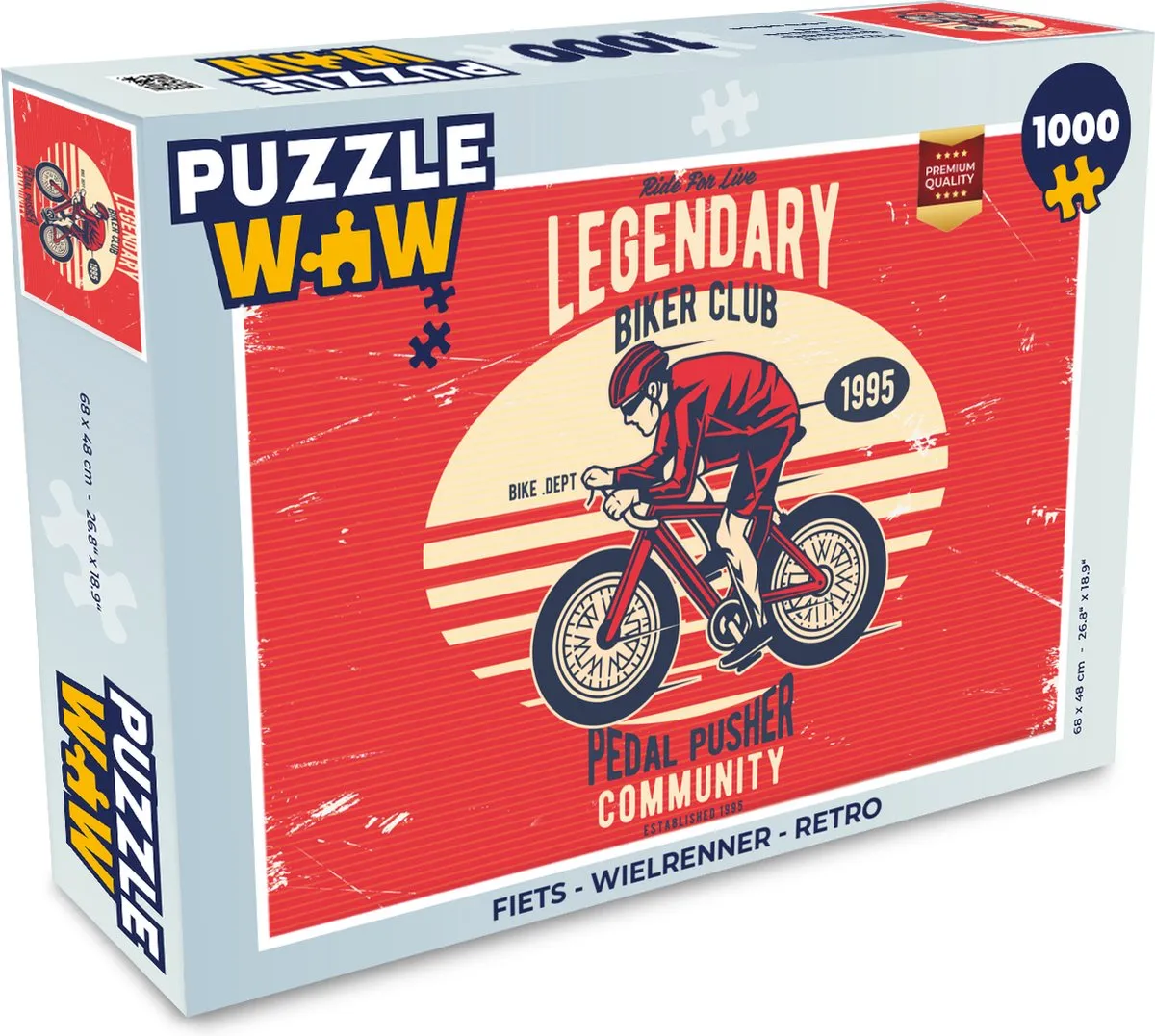 PuzzleWow Fiets Wielrenner Retro Legpuzzel 1000 Stuks