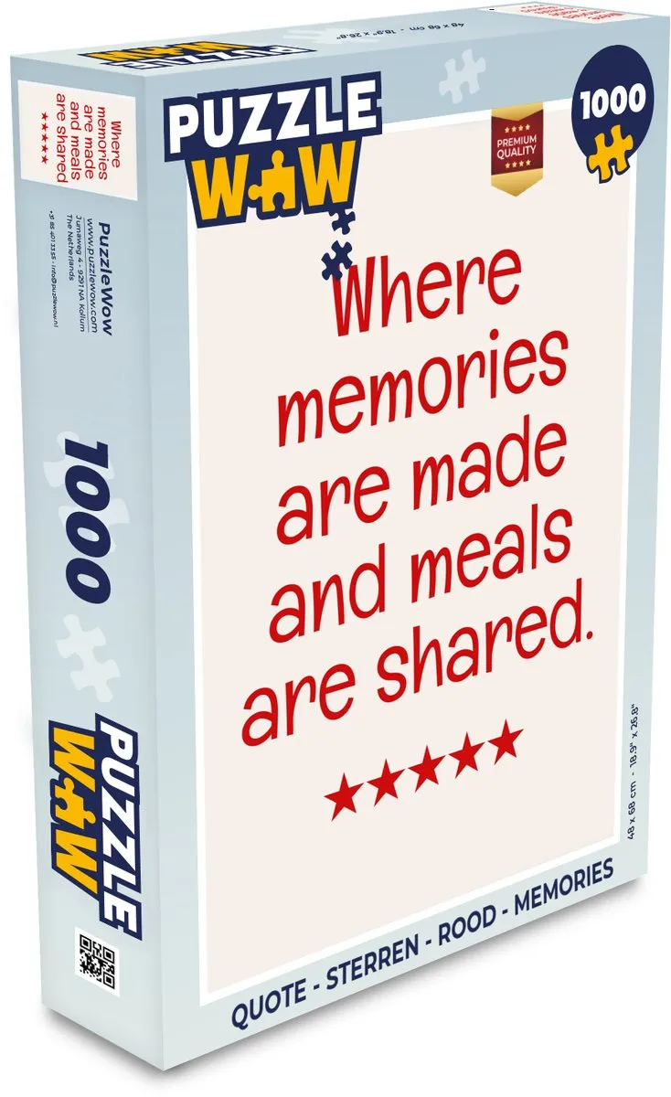 PuzzleWow Quote Sterren Legpuzzel 1000 Stuks - Rood