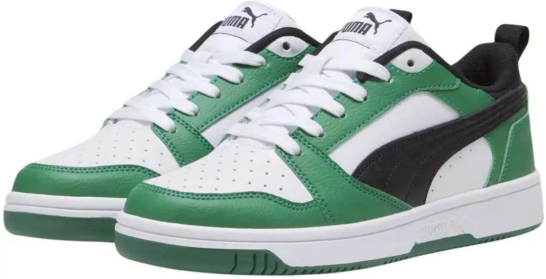 PUMA Puma Rebound V6 Lo Jr Unisex Sneakers - PUMA White-PUMA Black-Archive Green - afbeelding 2 van 6
