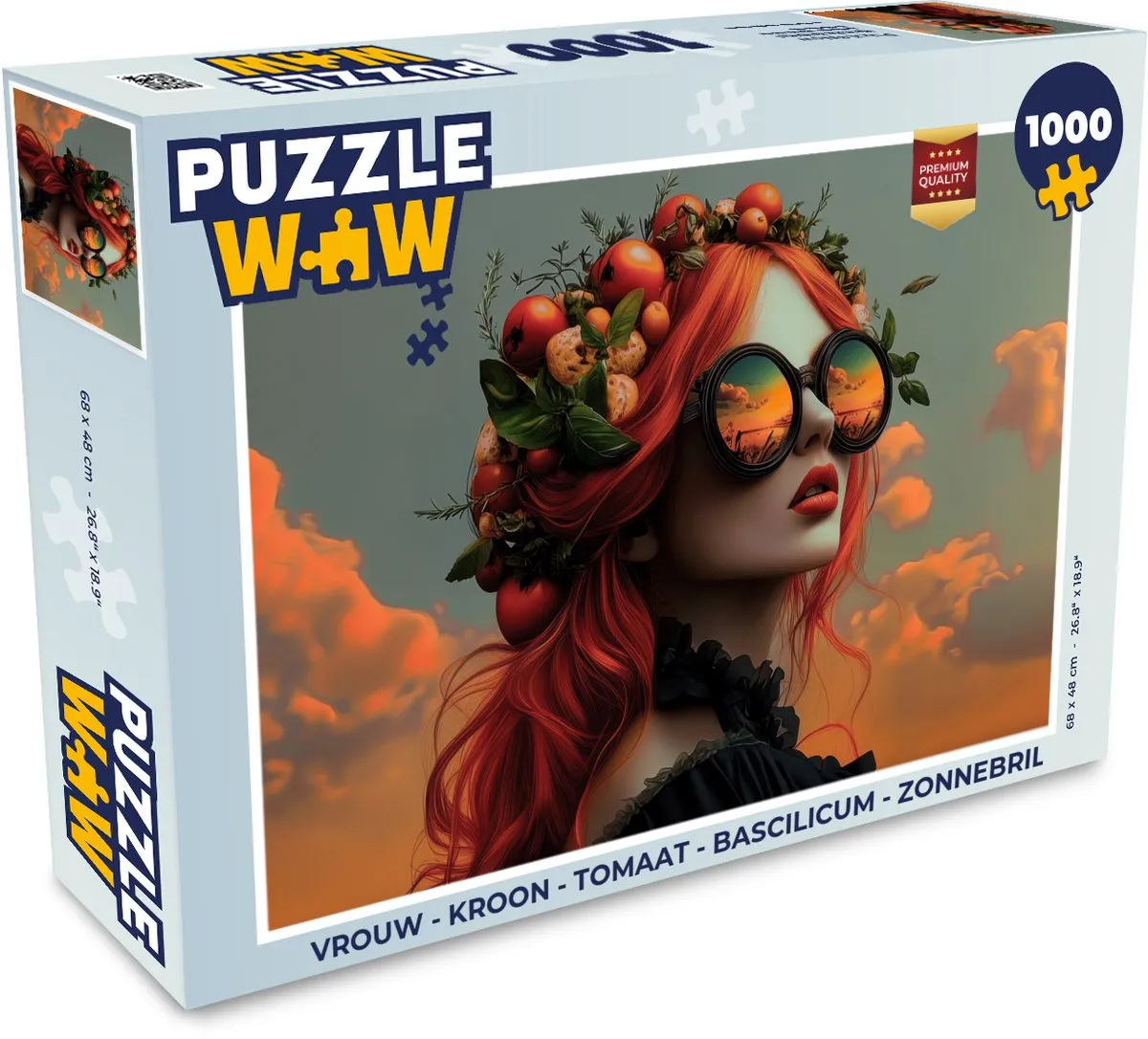 PuzzleWow Vrouw - Kroon - Tomaat Basilicum Legpuzzel 1000 Stuks