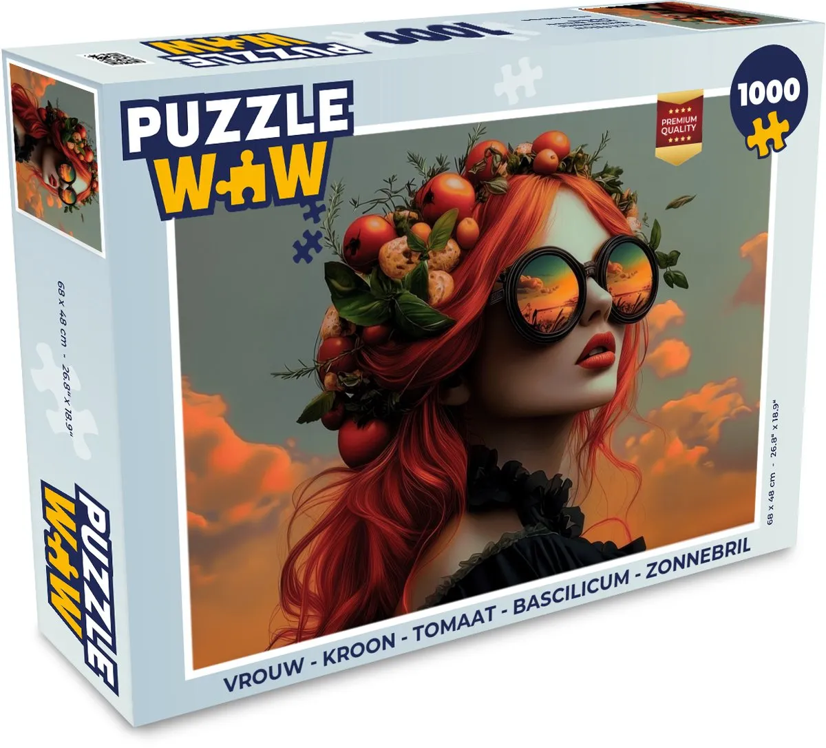 PuzzleWow Vrouw - Kroon - Tomaat Basilicum Legpuzzel 1000 Stuks