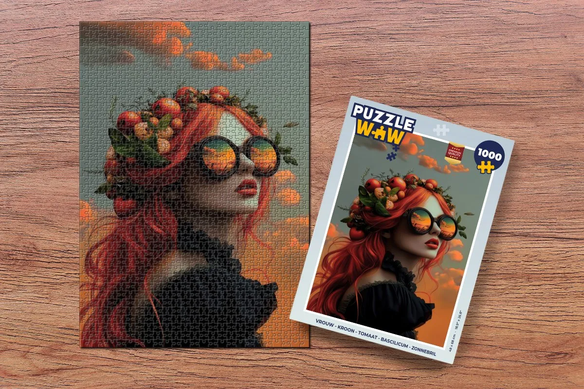 PuzzleWow Vrouw - Kroon - Tomaat Basilicum Legpuzzel 1000 Stuks