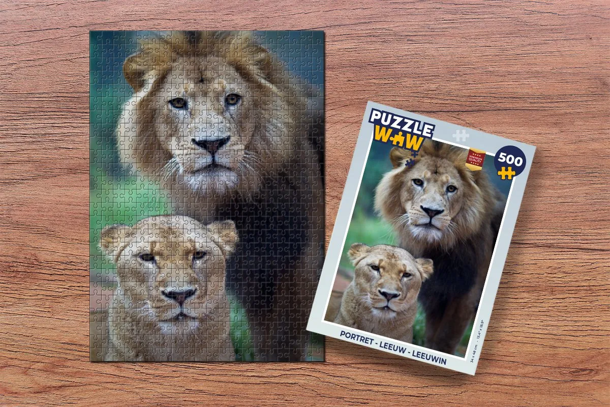PuzzleWow Portret Leeuw Legpuzzel 500 Stuks - Multicolor